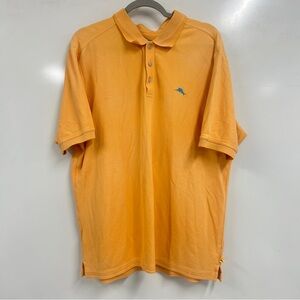 0289 Tommy Bahama Emfielder 2.0 Polo in a vibrant orange hue.